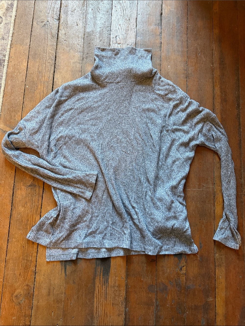 aerie Gray Ribbed Turtleneck Sweater